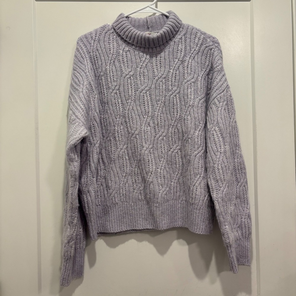 Vineyard Vines Womens Lavender Purple Cable Knit Turtleneck Sweater Size M